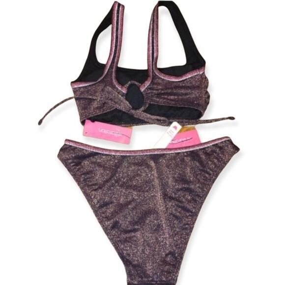 Xhilaration Brown & Pink Sparkle Bikini Size S(0-2) - Picture 2 of 4